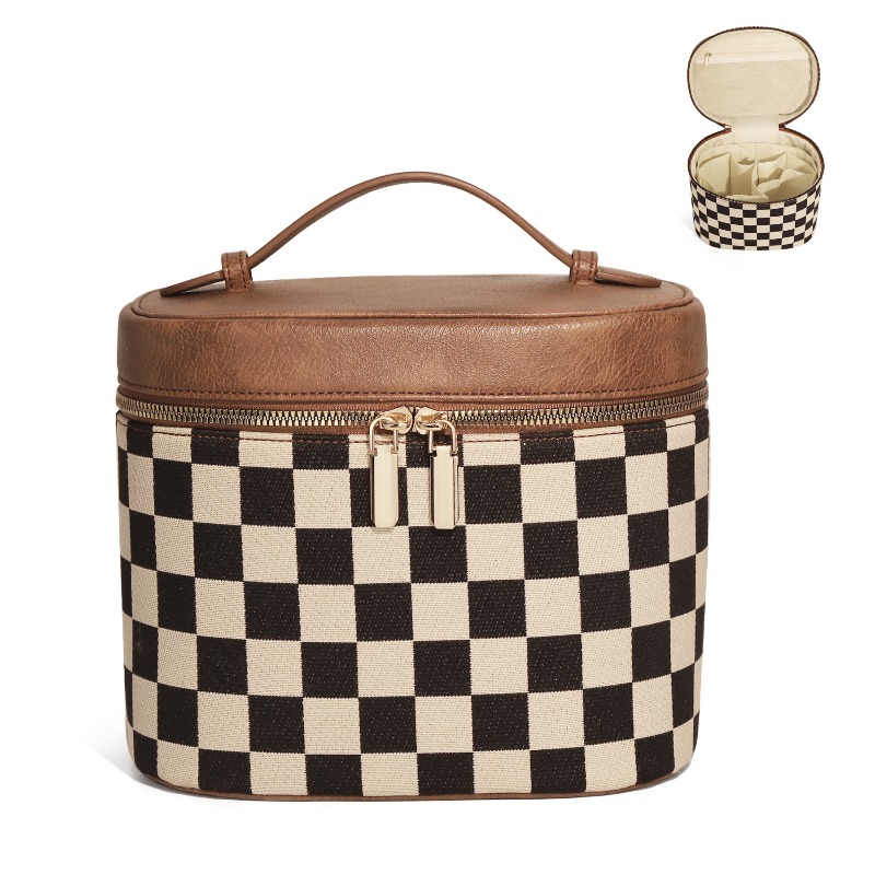 Luxury Skincare Aesthetic - Borsa per il Trucco a Scacchi,